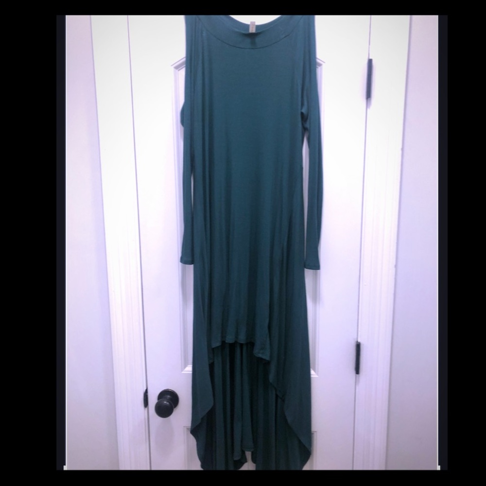Teal green high low dress